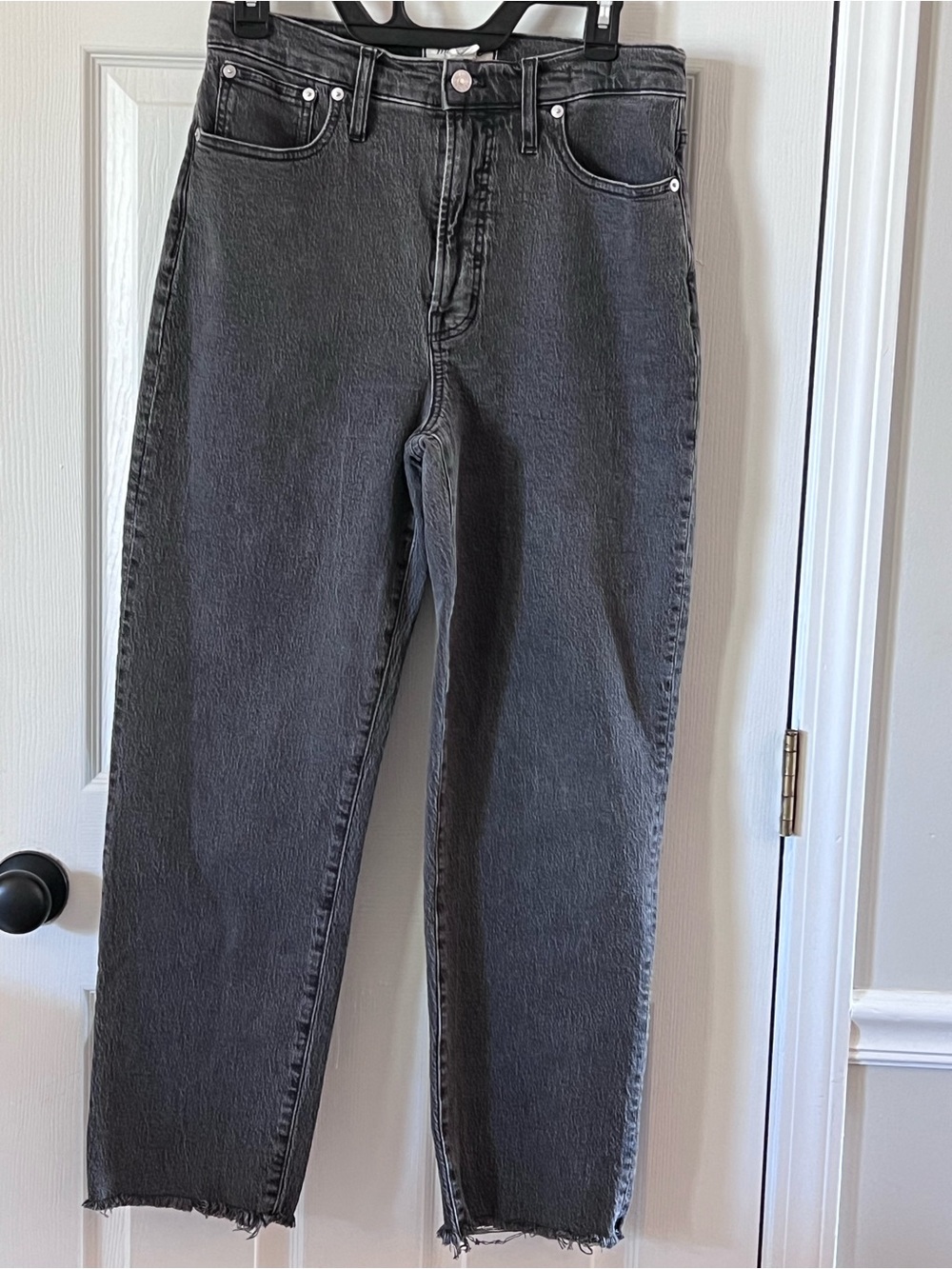 Madewell Perfect Vintage Straight Jeans 28 Black Wash Raw Hem